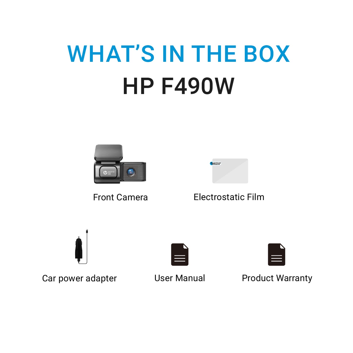 กล้องติดรถยนต์ HP Dash cam F490W | Super Full HD 1296P, Wi-Fi, Parkin Mode