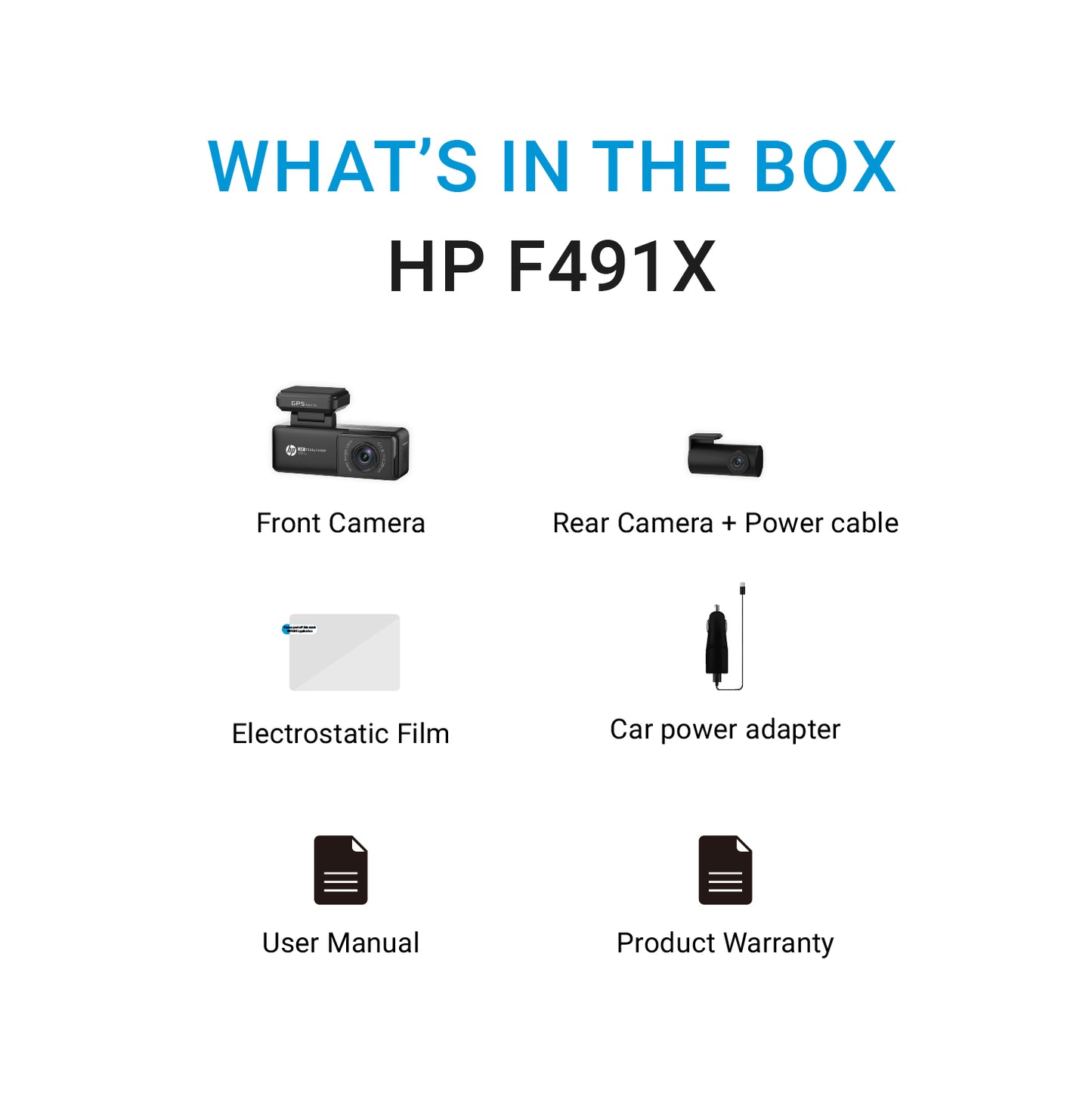 HP Dash cam F491X | 2K 1440P, WDR, Wi-Fi, GPS, Parking Mode