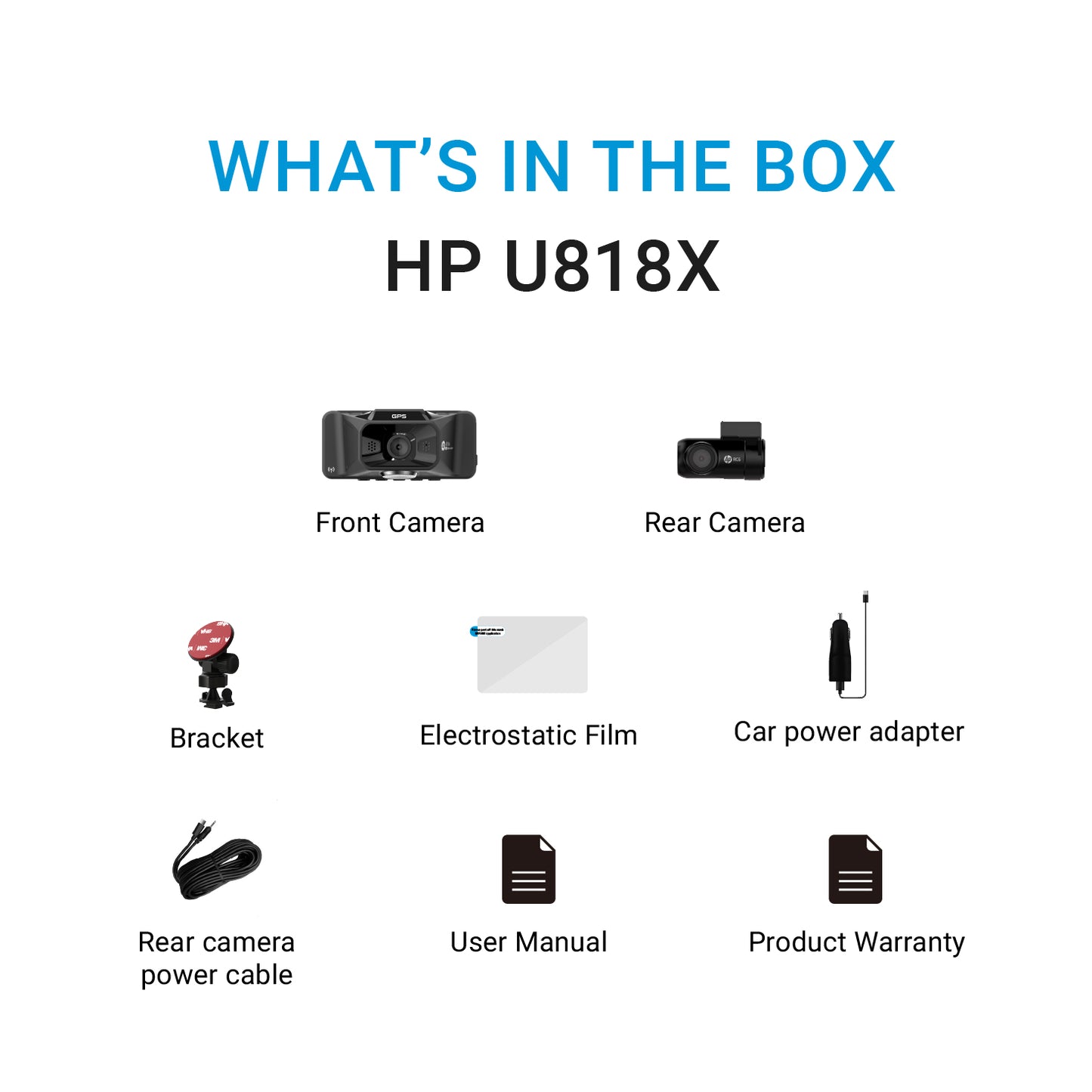 HP Dash cam U818X | 2K 1440P, SONY STARVIS, HDR, Wi-Fi, GPS, Parking Mode