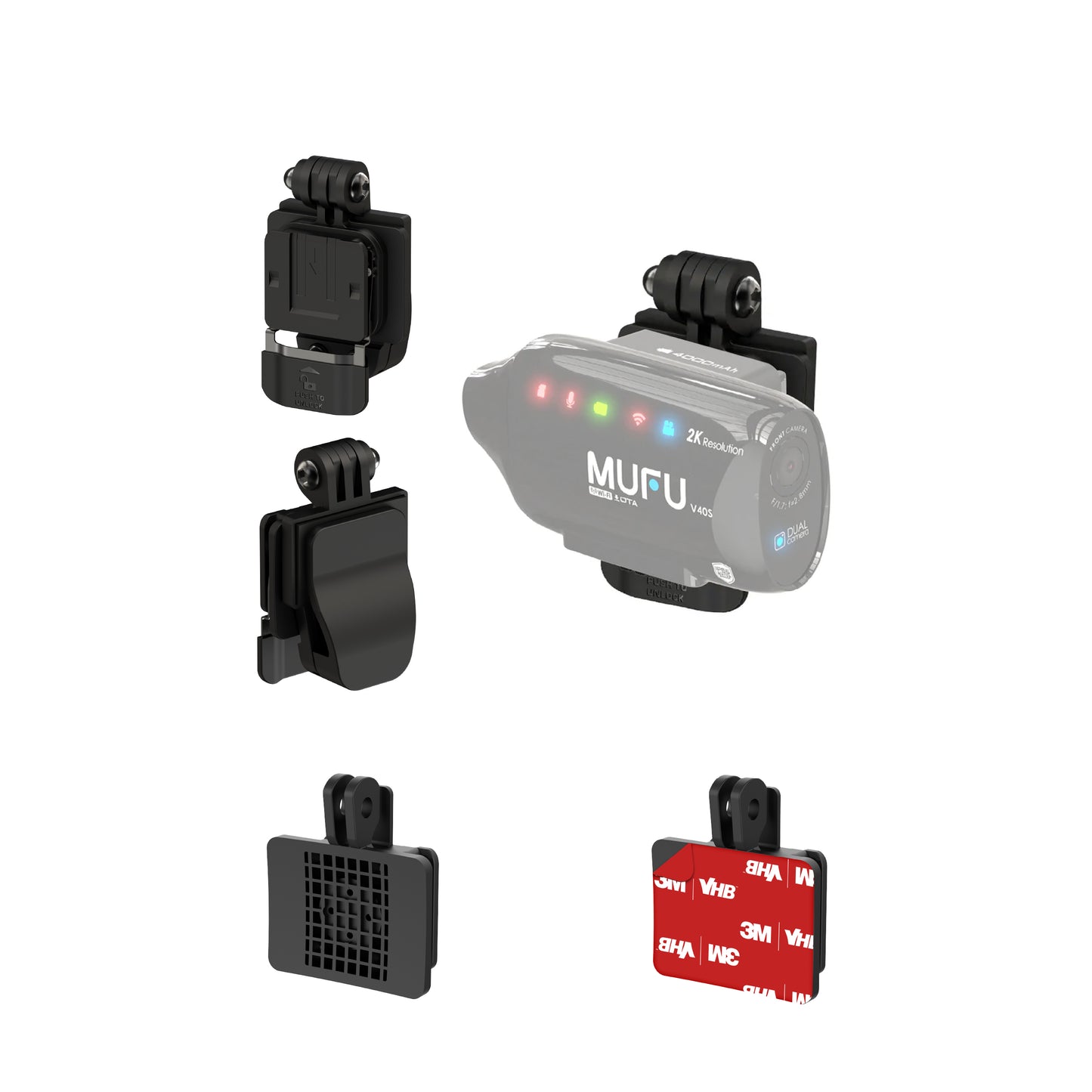 ชุดขาติดหมวกกันน็อก (แบบหนีบ และ แบบกาว 3M) สำหรับ MUFU V40S