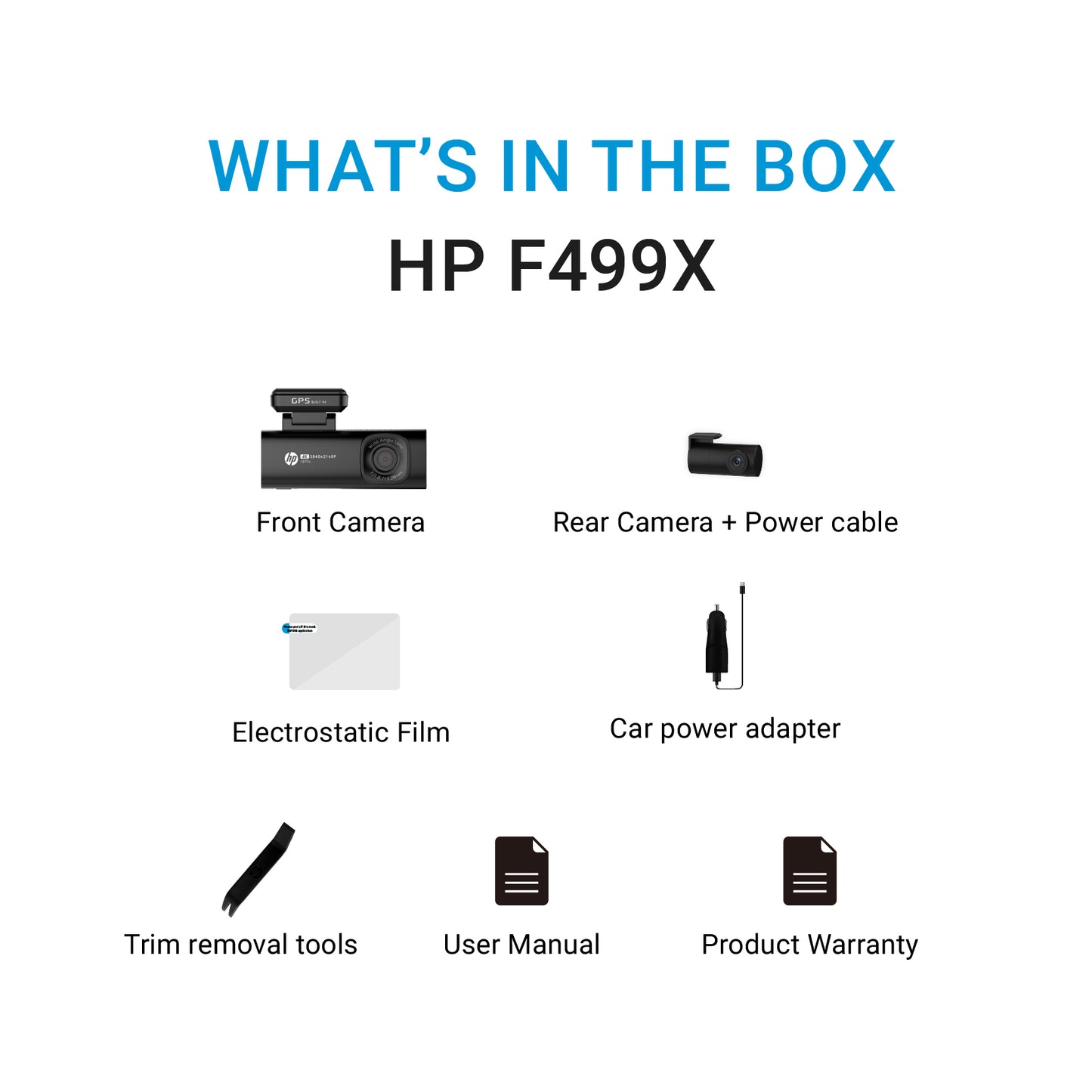 HP Dash cam F499X | 4K 2160P, WDR, Wi-Fi, GPS, Parking Mode